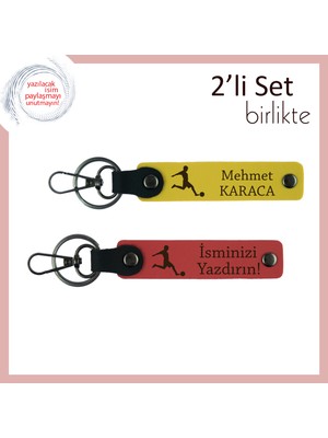 Futbol Toplu Sporcu Öğrenciye Mezuniyet Armağanı, Kişisel Deri Anahtarlık, Sarı-Nar Çiçeği