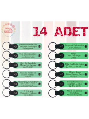 Yeşil & Fıstık Yeşili, Kurumsal Konferanslara Hediye 14’lü Set, Kişiselleştirilebilir Anahtarlık