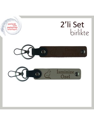 Evdeki Dördüncü Birey Olan Kediye, Patili Hediye, Kişisel Yazılı Anahtarlık, Koyu Kahve-Kül Gri