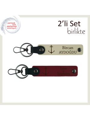 Denizci Temalı Deri Anahtarlık, Tekne Turu Sonrası Verilebilecek Hatıralık, Sütlü Kahve-Bordo