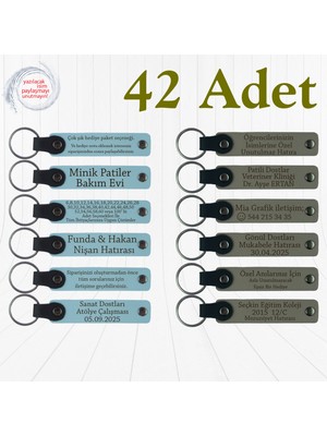 Gök Mavi & Kül Gri, 42'li Set, Mesaj Yazılabilen Anahtarlık, Arkadaşlara Doğum Günü Sürprizi Hediye