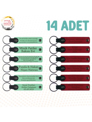 Yeşil & Kırmızı, Kurumsal Seminerlere Katılanlara Hediye 14’lü Set, Kişiselleştirilebilir Anahtarlık