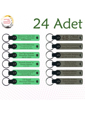 Fıstık Yeşili & Kül Gri, Şirket Yıl Dönümüne Anlamlı Hediye, 24’lü Set, Kişisel Deri Hediyelik