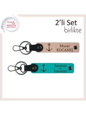 Balıkçılıkla Uğraşan Denizci Sevdiğine Hediye, Çapa Figürlü Kişisel Anahtarlık, Yavru Ağzı-K Turkuaz