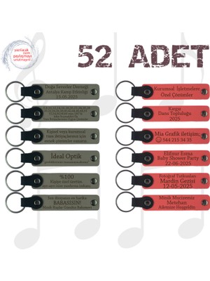 Kül Gri & Nar Çiçeği, 52’li Set, Kişiselleştirilebilir Deri Hatıra, Bebek Mevlüdüne Küçük Armağan