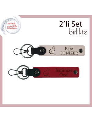 Minik Patili Aşklara Armağan, Tatlı Figürlü, Kişisel Yazılı Anahtarlık, Pudra-Kırmızı