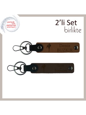 Boks ve Savunma Sanatları Sevenlere Uygun Hediyelik, Yazı Eklenebilir Anahtarlık, Açık Kahve-K Kahve