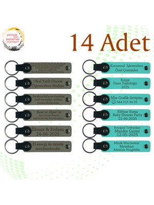 Kül Gri & Turkuaz, 14’lü Set, Kişiselleştirilebilir Anahtarlık, Kurumsal Fuar Katılımcılarına Hediye