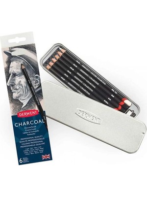 Supertrend Charcoal Pencils Kömür Füzen Kalem Seti 6'lı Teneke Kutu