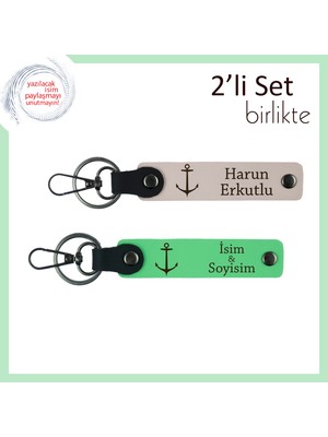 Çapa Figürlü Denizci Temalı Anahtarlık, Teknede Geçen Anılara Seçkin Hatıra, Pudra-Fıstık Yeşil