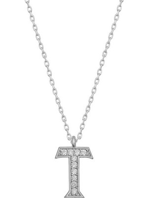 925 Ayar Gümüş Rodyum Kaplama T Harfi Kadın Gümüş Kolye