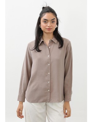 Kadın Düğmeli Kısa Gömlek -20647GML