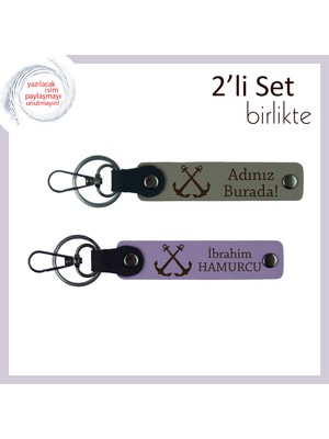 Denizci Temalı Deri Anahtarlık, Tekne Turu Sonrası Verilebilecek Hatıralık, Kül Gri-Mor Menekşe