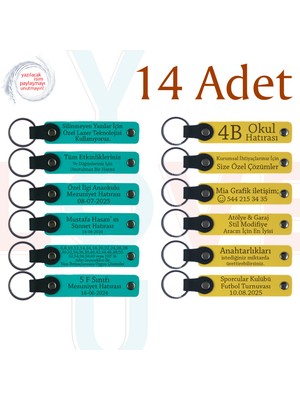 Koyu Turkuaz & Sarı, Kişiselleştirilebilir Anahtarlık, Kurumsal Konferanslara Hediye 14’lü Set