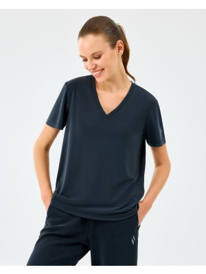 Skechers W V Neck T-Shirt Kadın Siyah Tshirt S2510277-3817