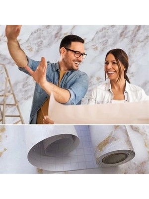 Mermer Desenli Masa Tezgah Mutfak Su Geçirmez Yapışkanlı Folyo Sticker Sarı 5x0,6m