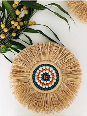 El Yapımı Duvar Panosu Rafya Pano Hasır Tabak Rafya Tabak Duvar Süsü