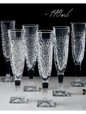 Elmas Kahve Yanı Su Bardağı 6lı Crackle Flut Desen