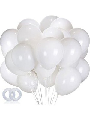 Balon Parlak Metalik Helyum Balon 10 Adet Beyaz Renk