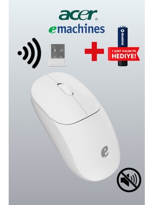 Acer eMachines Sessiz Kablosuz Mouse – USB Alıcılı, Pil Hediyeli, Ev ve Ofis için – EAM080