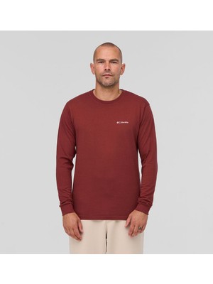 Columbia Csc M Basic Sm Logo Ls Tee Bordo Erkek Outdoor Tshirt CS0354