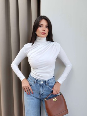 Omuz Bel Pile Detaylı Bluz