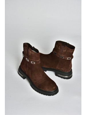 Fox Shoes V555575602 Kahverengi Hakiki Deri Süet Comfort Ortopedik Taban Kadın Bot