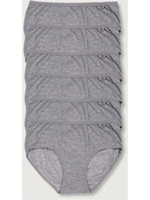 Tutku Kadın Gri 6'lı Paket Likralı Bato Külot Yumuşak Dokulu Düz Tasarım ile