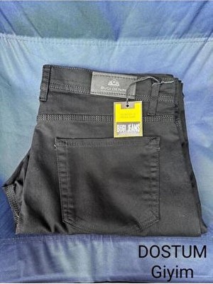 Siyah Klasik Fit Yüksek Bel Normal Paça Rahat Battal Erkek Büyük Beden Kot Pantolon