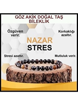 Sertifikalı Göz Akik Doğal Taş Bileklik 6 mm