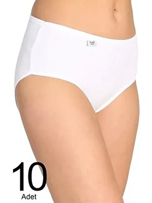 Kadın Beyaz 10'lu Paket Likralı Bato Külot ELF568T0924CCM10