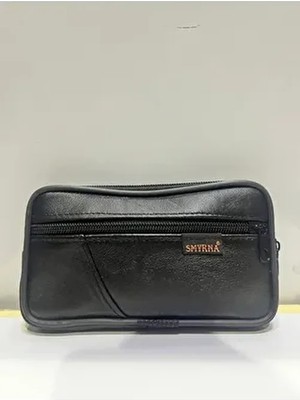 Smyrna Deri Siyah Kemere Takılan Çanta Düz Desenli Şık Görünüm ile Ergonomik Tasarım