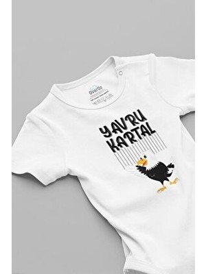 Overoz Organik %100 Pamuk Yavru Kartal Taraftar Baskılı Unisex Bebek Body Kısa Kollu Çıtçıtlı Zıbın