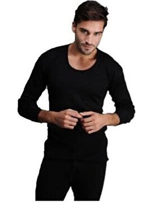 Bora Siyah Erkek Kısa Kol Yarım Kollu Don Takım Içlik Doğal Yün