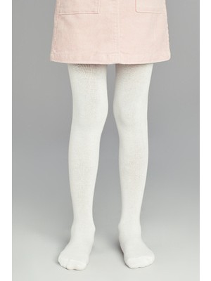 Penti Pretty Kız Çocuk Külotlu Çorap Beyaz Desenli Örme Malzeme ile Konforlu Tasarım