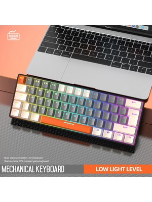 Freewolf T60 Mini Rgb Oyun Klavyesi Gaming Mekanik 62 Tuşlu 18 Rgb LED USB Tip-C Kablosu