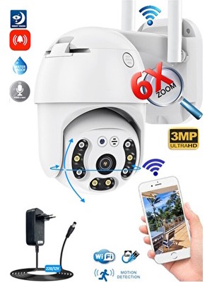 Ventus 360 Dönebilen Kablosuz Wifi Ip Kamera Speed Dome 1080p FullHD Gece Görüşlü Hareketli Dış Mekan Sesli New Edition