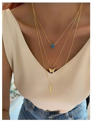 Pul Kelebek Kloye Üçlü Gold