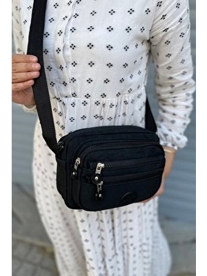 Purpleart Kadın Siyah Krinkıl Çapraz Askılı Omuz Çantası Ergonomik Tasarımlı Basic Koleksiyon