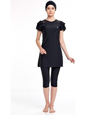 Omuzları Tül Detaylı Yarım Kollu Taytlı Mayo 3205