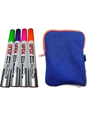 Mahi Max Mavi Kalemlik & Ufen Beyaz Tahta Kalemi 4 Renk Pembe Turuncu Lacivert Yeşil