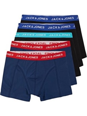 Jack & Jones Erkek 5'li Boxer Set Düz Desenli Dokuma Kumaş ile Rahat Kullanım