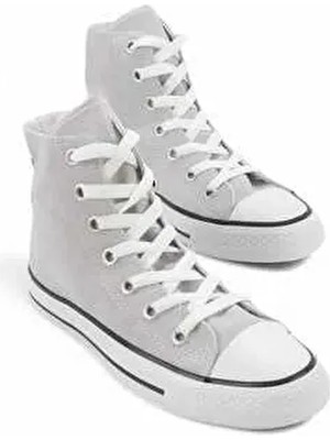 Lideral Açık Gri Bilekli Spor Ayakkabı Unisex Günlük Kullanım İçin Tekstil Düz Taban