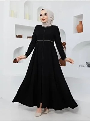 Yazlık Mevlana Model Kol ve Beli Desenli Kloş Pardesü