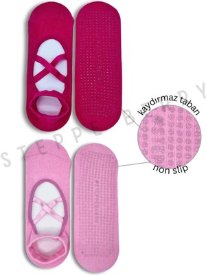 Steppe Berry 2 Çift Çapraz Bantlı Premium Pilates ve Yoga Çorabı