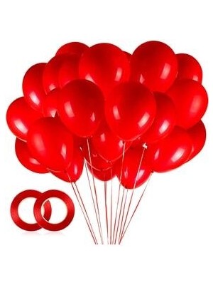 Balon Parlak Metalik Helyum Balon 10 Adet Kırmızı Renk
