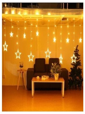 Ledison Dekoratif Yıldız Perde LED Işıklar Animasyonlu Fişli Sarkıt Renkli Tasarım