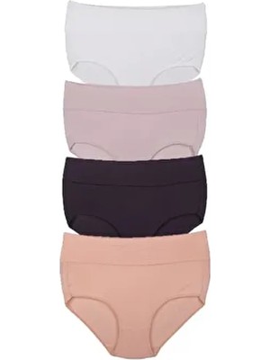 Vanilya Secret Yüksek Bel Toparlayıcı Pamuk 4 Lü Paket Düz Dokuma İç Giyim Kadın