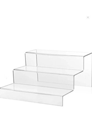 Pleksi Şeffaf Merdiven Sergileme Standı 3 Basamaklı(Kademeli) 30 cm Genişlik