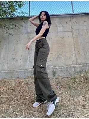 Y2K Haki Yeşil Kargo Pantolon